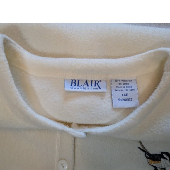 Vintage Cottagecore Blair Embroidered Bird Fleece Cardigan Woodland Fairy Cozy L - Picture 13 of 14